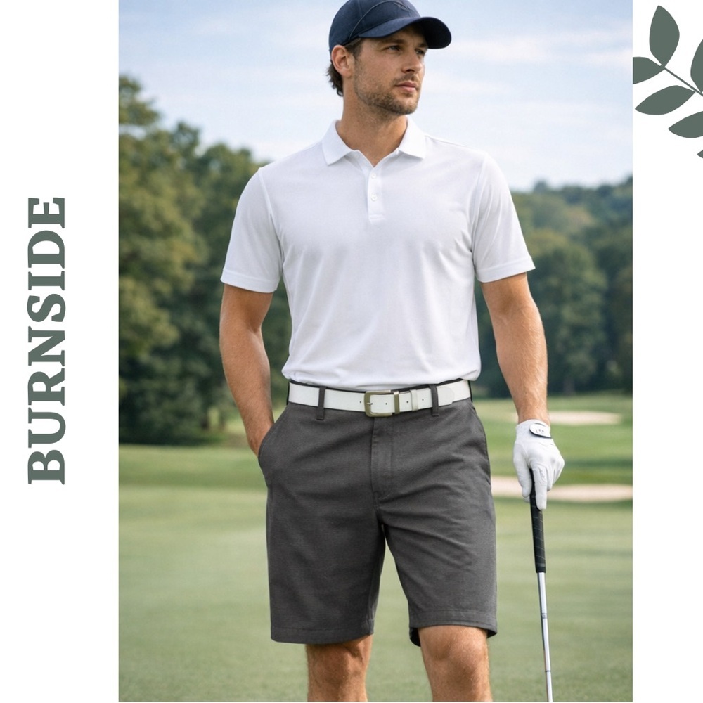 Burnside 32 Grey Stretch Golf Dress Shorts Mens